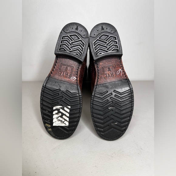 Frye Veronica Brown Antiquet Leather Back Zip Cignac Buckle Tall Boots Size 6 - Picture 7 of 7